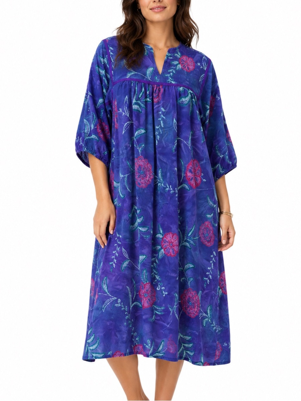 Vintage Krist Gudnason California 100% rayon floral midi dress size S